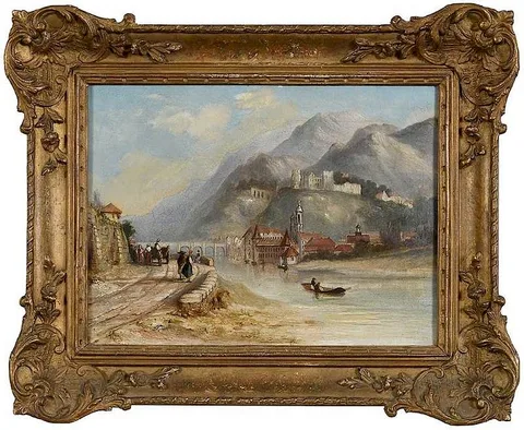 Ebenezer Wake Cook, View of Heidelberg Along the Rhine, oil on canvas