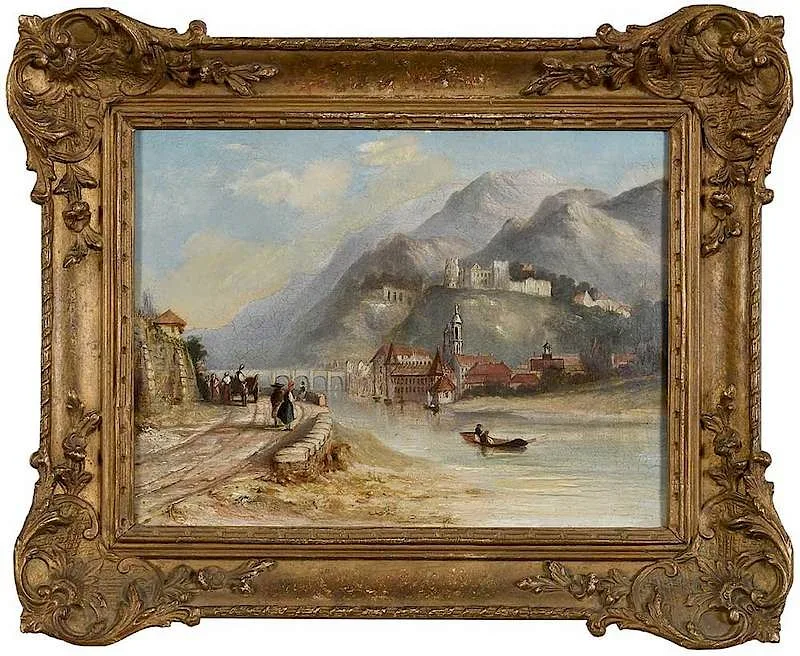 Ebenezer Wake Cook, View of Heidelberg Along the Rhine, oil on canvas