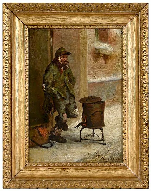 Claus Meyer, Chestnut Roasting, oil on canvas