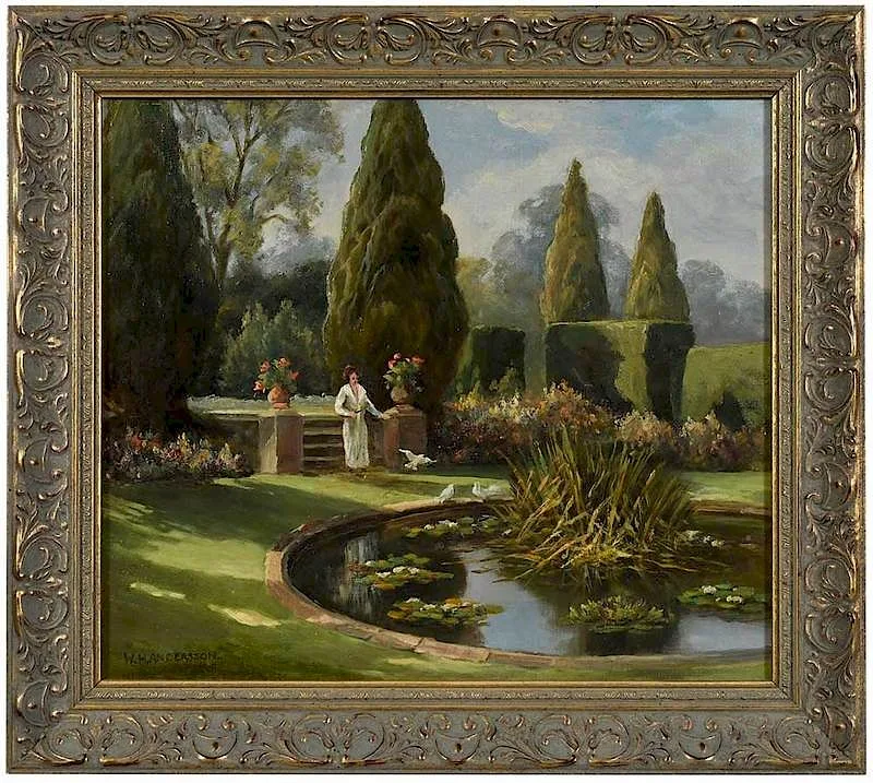 W. G. Andersson, Lady in a Garden, oil on canvas
