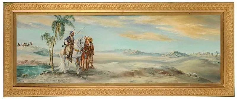 Patricia Nevius, Arabs in a Desert, oil on canvas