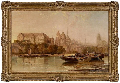 Arthur Joseph Meadows, Blois on the Loire River, France, oil on canvas