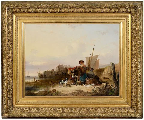 William Shayer the Elder, The Shrimp Girl-Coast of Cornwall, circa 1845, oil on canvas