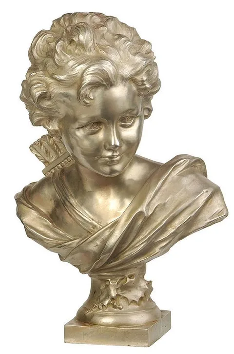 Agathon Léonard, Bust of Artemis, silver on cast bronze