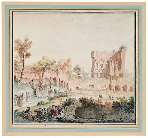 Franciszek Smuglewicz, A Visit to the Baths of Titus, circa 1780, watercolor and gouache over pen and ink on laid paper