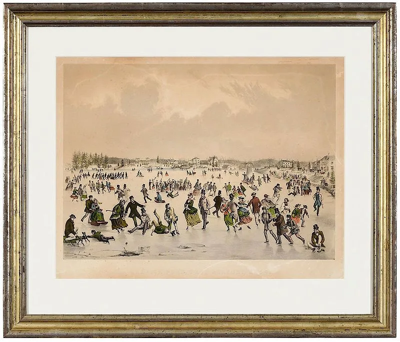 John Henry Bufford, Jamaica Pond, West Roxbury, Mass., 1859, hand-colored lithograph
