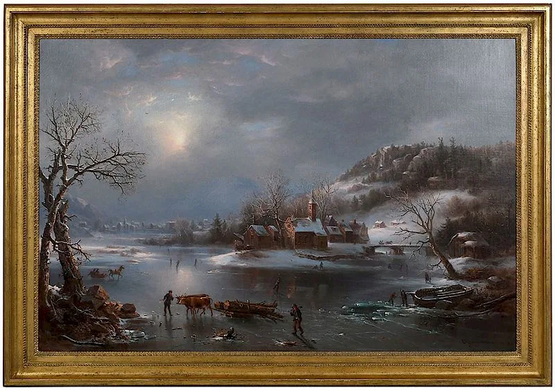 Snow Storm Threatening by Regis Francois Gignoux, oil on canvas, sold Jan 2019
