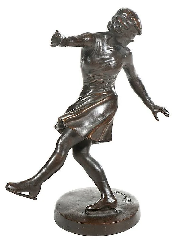 Charles Sabouret, Sonja Henie Doing a Back Loop, 1935, patinated bronze