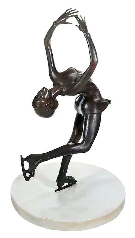Fernand Fonssagrives, Peggy Fleming, patinated bronze on round