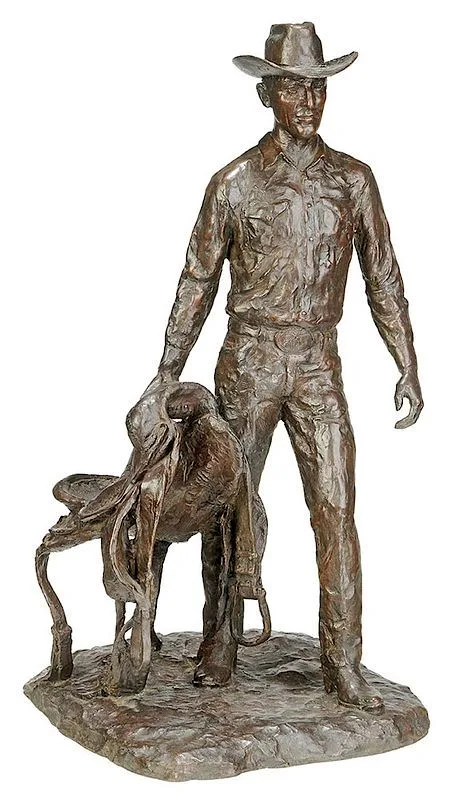 Leonard McMurry, Bill Linderman (1920-1965), champion American rodeo cowboy, patinated bronze