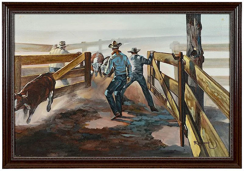 R. Gisson, Through the Gate, oil on canvas