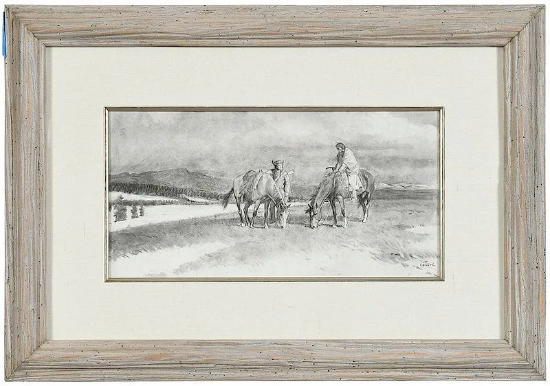 Hilltop Grass by Tom Lovell, charcoal and pencil on paper, sold Jan 2019