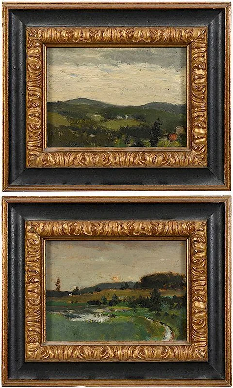 Elliott Daingerfield, Pair of Blowing Rock landscapes, oil on board