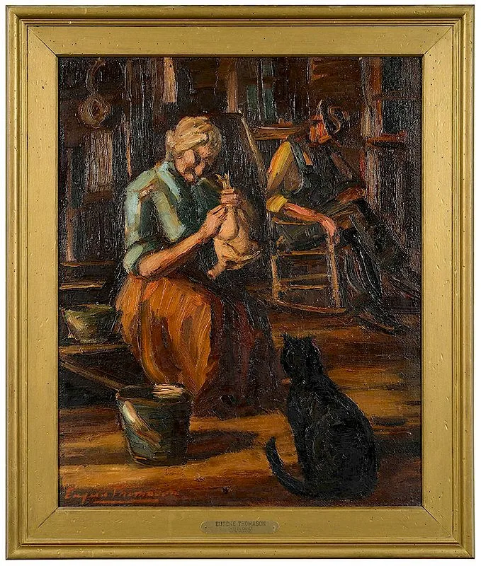 Eugene Thomason, Chicken Dinner at the Hankins, oil on canvas
