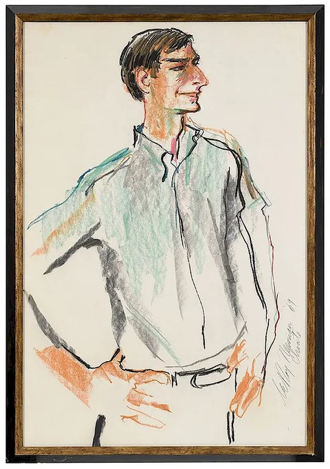LeRoy Neiman, A Student at Choate Rosemary Hall, Wallingford, Connecticut, 1969, pastel on paper