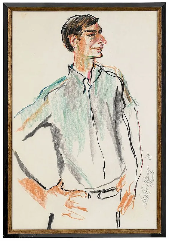 LeRoy Neiman, A Student at Choate Rosemary Hall, Wallingford, Connecticut, 1969, pastel on paper
