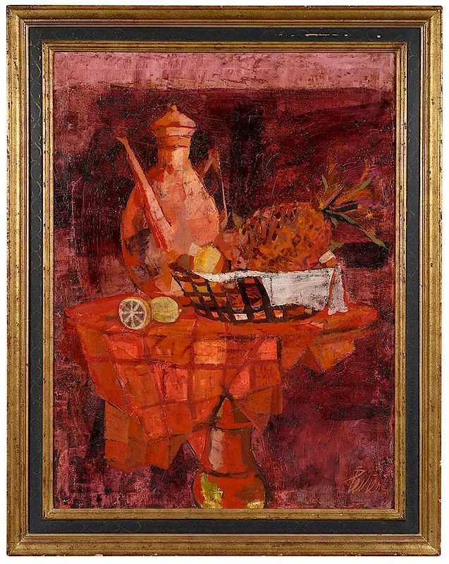 [Lemons et pot] by Charles Levier, oil on canvas, sold Jan 2019