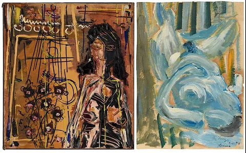 Nanno de Groot, Two abstract paintings: Untitled, Portrait, 1951, oil on canvas