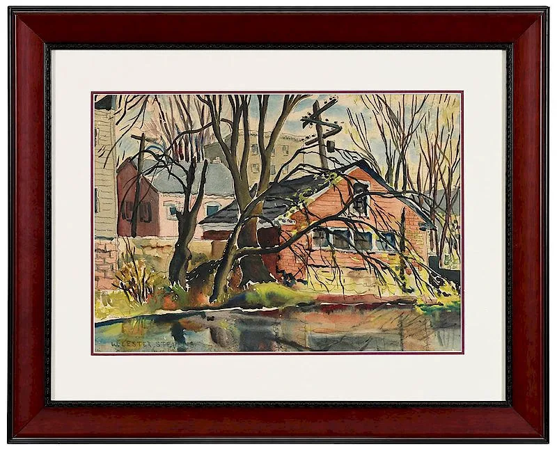 Red Brick House by William Lester Stevens, watercolor and pencil on paper, sold Jan 2019