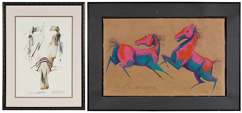 Two works: Equus #4 by Sarah Rogers, 1992, pastel and pencil on paper, offered Jan 2019