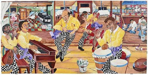 Ruth Mae McCrane, Rehearsing After Hours, acrylic on board