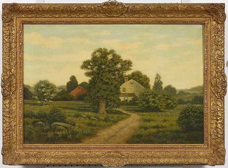 The Red Barn by George W. Drew, oil on canvas, sold Jan 2019