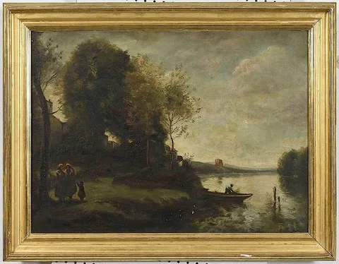 Jean-Baptiste Camille Corot, River Landscape, oil on canvas
