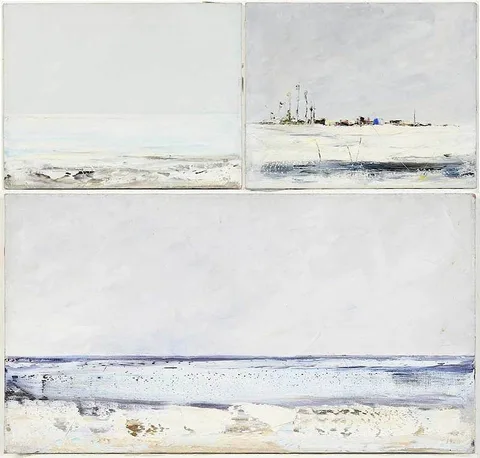 Ivan Mosca, Three small seascapes, each signed lower left "Ivan Mosca" one titled verso [Vicino Milano], oil on canvas