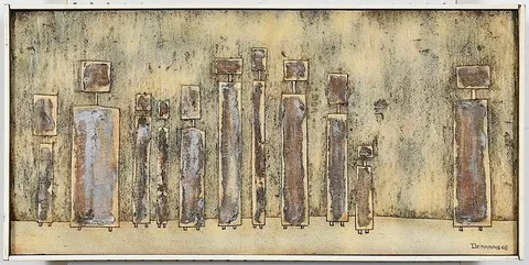 Joseph Demarais, Hang On Me Nailed Freely Your Chains, 1968, mixed media on fiberboard