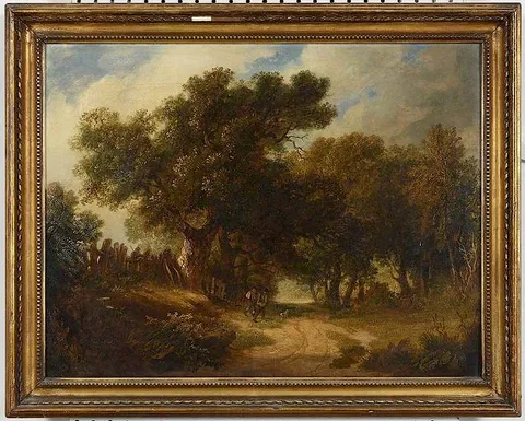 Henry Harris Lines, Travelers on a Country Track, oil on canvas
