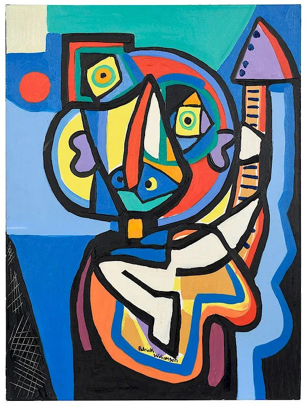 Bull with Guitar by Patrick Williamson, acrylic on canvas, sold Dec 2018