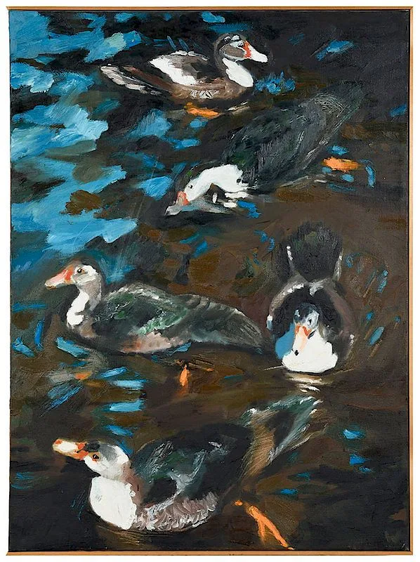 Sam Wall, Five Different Ducks, oil on canvas