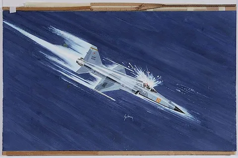 Harry Schaare, Mayday at 19,000 Feet, illustration for [Reader's Digest] April, 1979, gouache on Bainbridge board