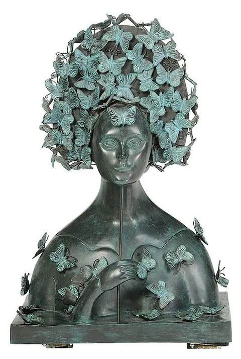 Sergio Bustamante, Butterflies Bust, 1986, patinated bronze