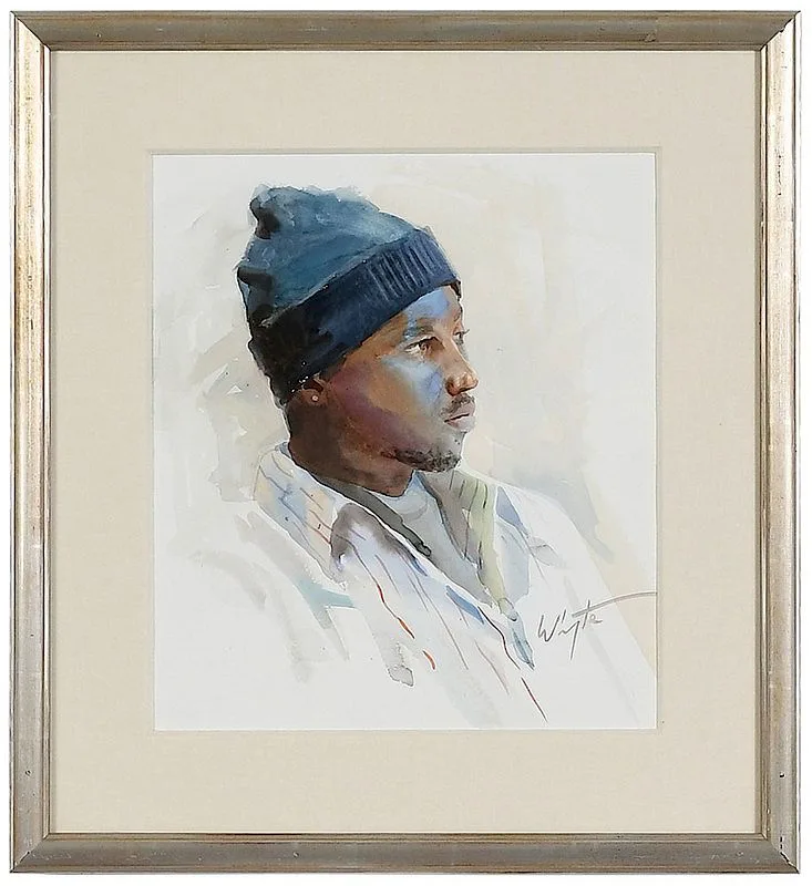 Mary Whyte, Untitled portrait, watercolor on paper