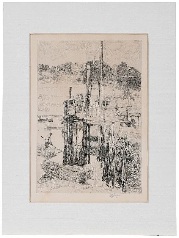 Child Hassam, Palmer's Dock, Cos Cob, 1915, etching