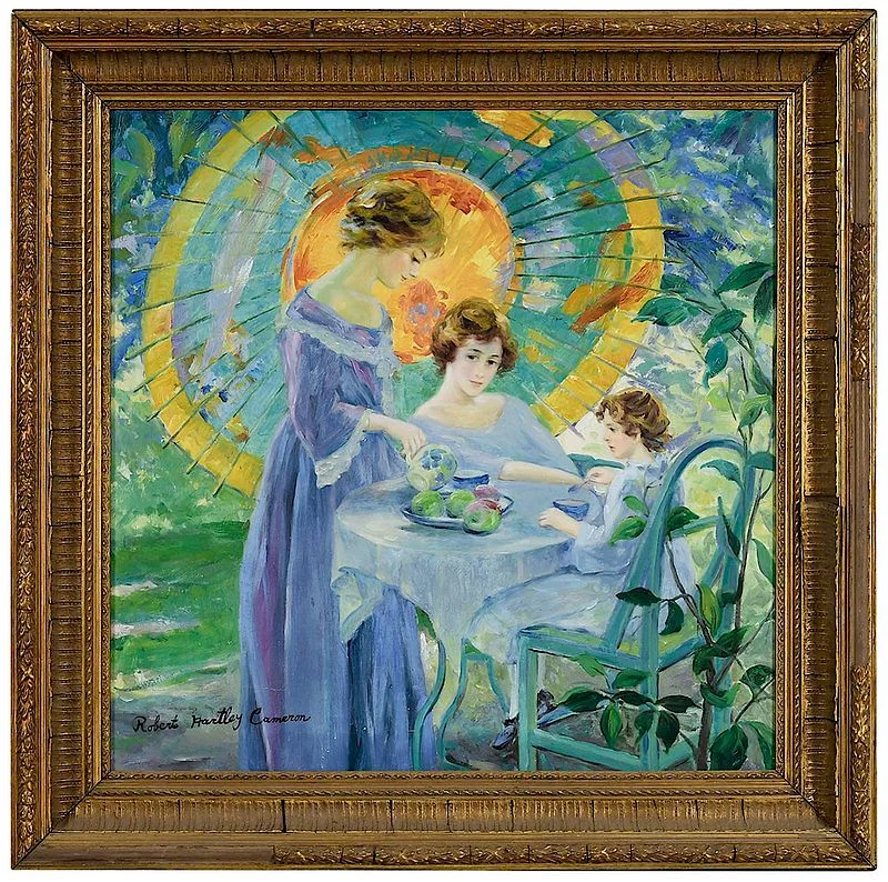 Robert Hartley Cameron, Tea Time in the Garden, oil on canvas