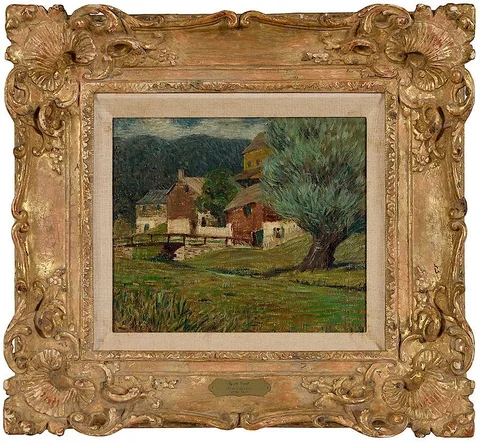 Robert Spencer, By The Creek, oil on canvas