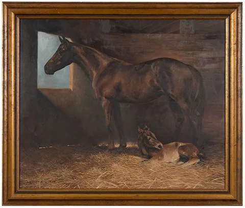 Lanford Monroe, Horse and Foal, 1979, oil on fiber-board