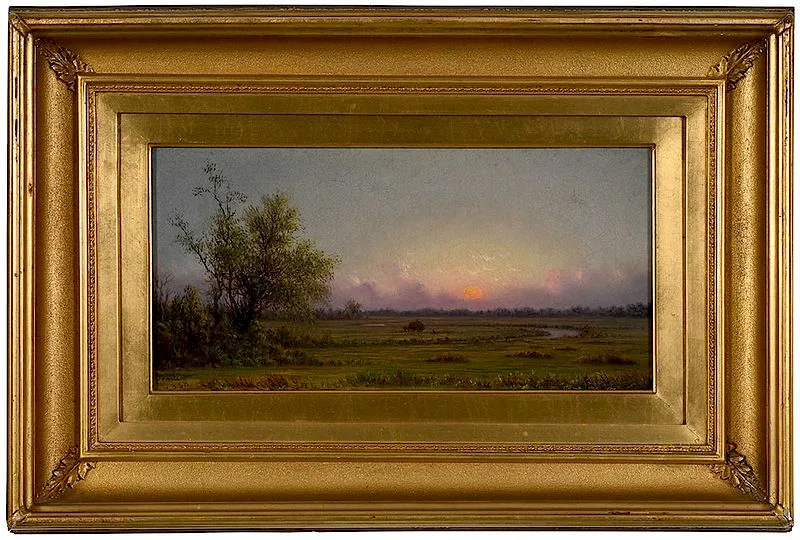 Sunset Marsh, Sinking Sun by Martin Johnson Heade, 1868, oil on canvas, sold Nov 2018