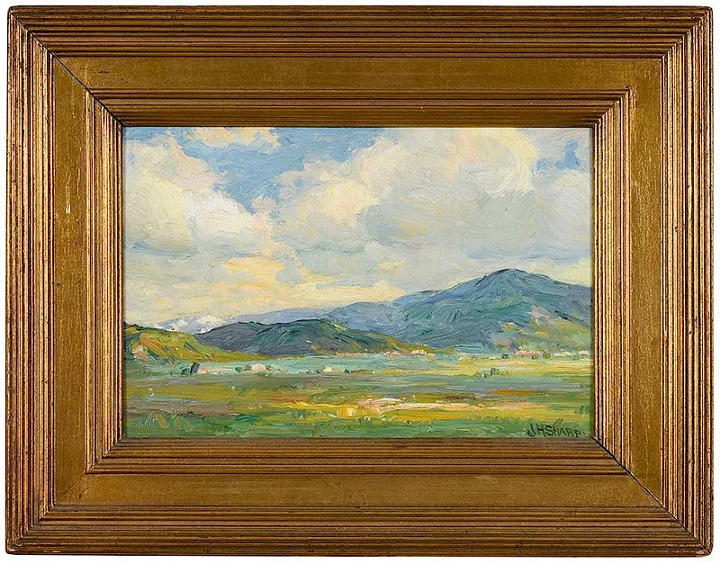 Taos landscape by Joseph Henry Sharp, oil on board, sold Nov 2018