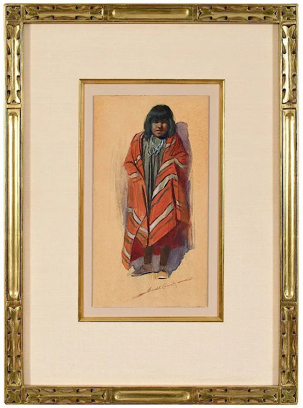 Tesuque Child by Gerald Cassidy, watercolor on paper, sold Nov 2018