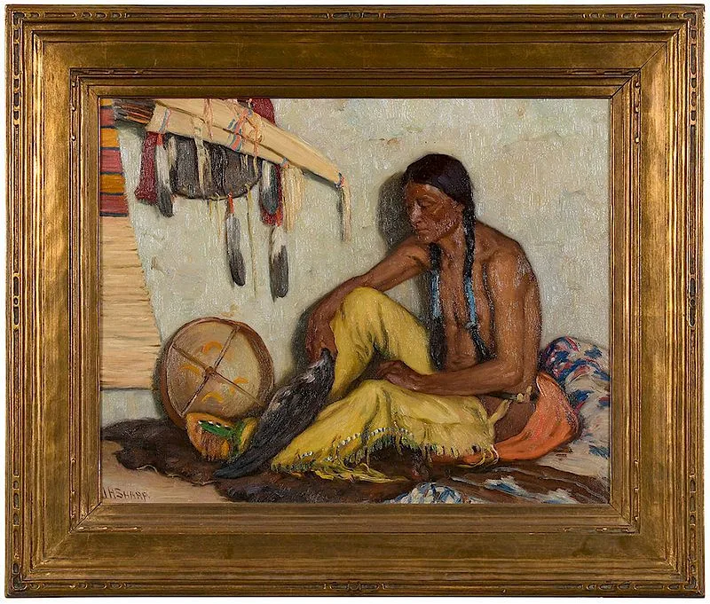 White Weasel by Joseph Henry Sharp, oil on canvas, sold Nov 2018