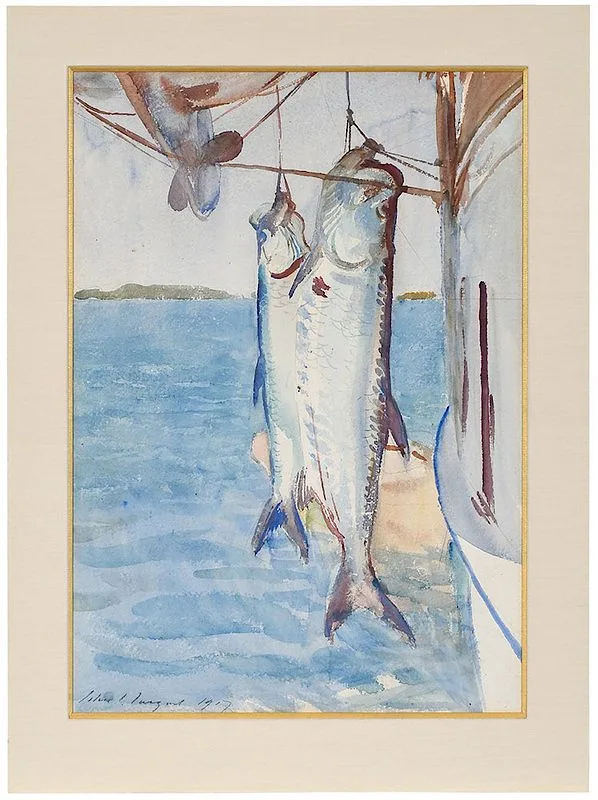 Two Tarpon by John Singer Sargent, 1917, watercolor and pencil on paper, sold Nov 2018