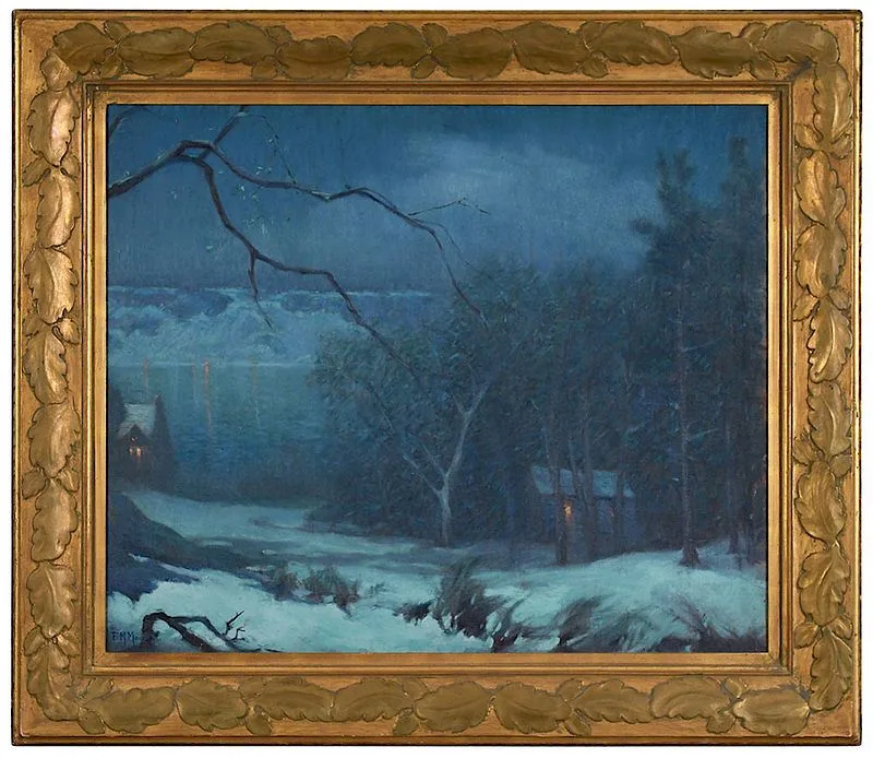 Winter Evening by Frank Montague Moore, oil on canvas, sold Nov 2018