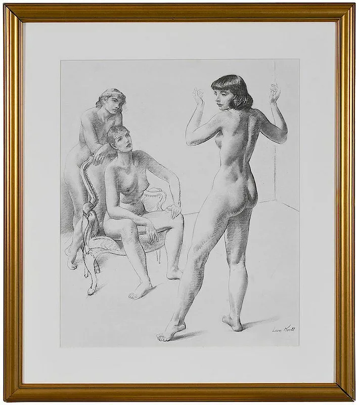 Three Nudes by Leon Kroll, pencil on paper, sold Nov 2018
