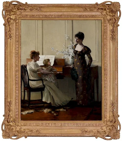Francis Coates Jones, The Music Lesson, oil on canvas