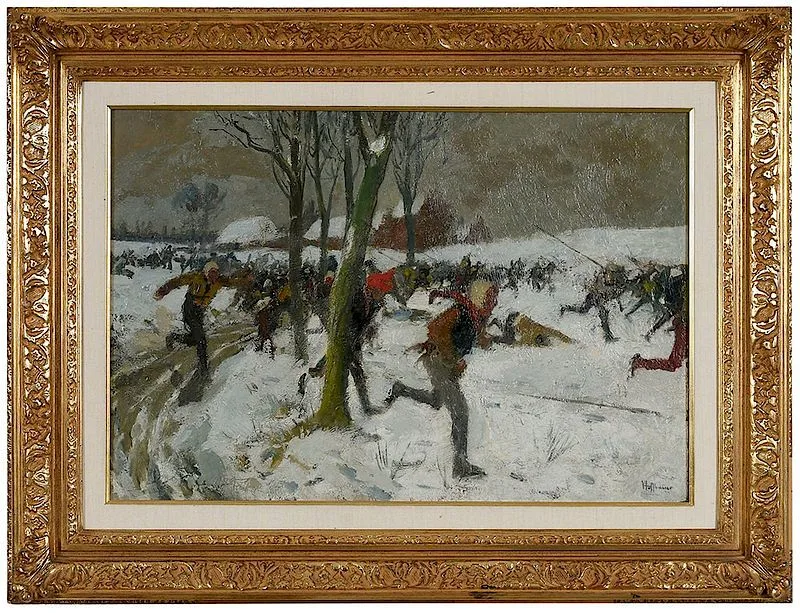Charles Hoffbauer, Poursuite, oil on canvas