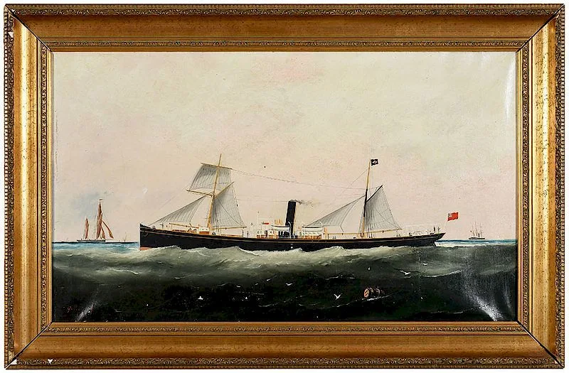 George Ramsey, Steamship, singed lower left "G. Ramsey, oil on canvas