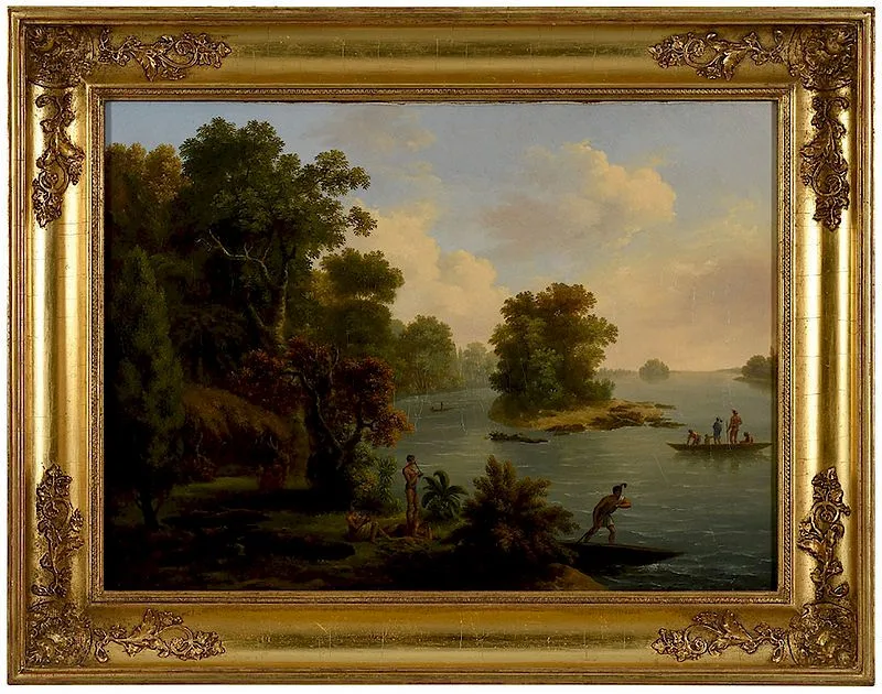 View of the Mississippi by Felice Marie Ferdinand Storelli, oil on canvas, sold Nov 2018